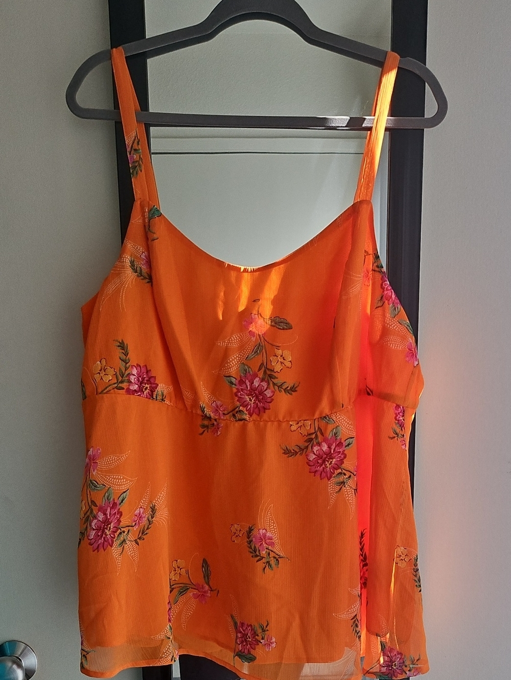 Torrid Orange Floral Camisole with Pink Accents